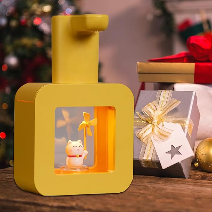 Cute Kids Soap Dispenser - Automatic Foaming Soap Facial Cleanser Shampoo Dispenser, Hand-Free, USB Rechargeable, 13.5oz, Christmas Birthday Gift, Yellow Cat