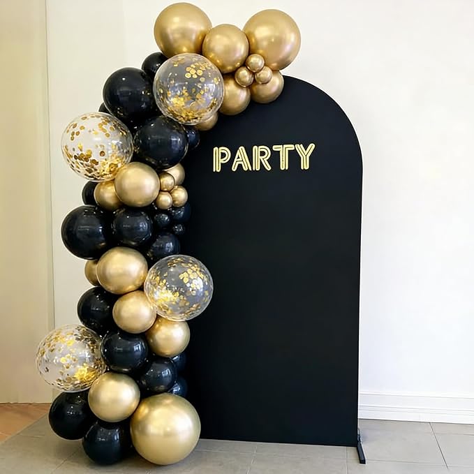 60pcs Black and Gold Confetti Balloons, 12 Inch Metallic Gold & Black Latex Party Balloons for Graduation 2026, Anniversary, Birthday, NYE, Christmas Party Decorations