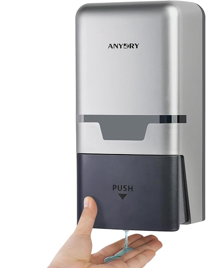 anydry Manual Liquid Soap Dispenser Wall Mount, 27oz (800 ml) Large Capacity for Commercial Bathroom