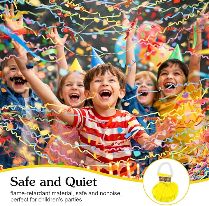 16Pack No Mess Streamers, Yellow Hand Thrown Streamer Poppers, No Mess Confetti Poppers, Party Poppers with Ribbons, Confetti Streamers for Birthday, Wedding, Celebrations, Graduation, Party Favors