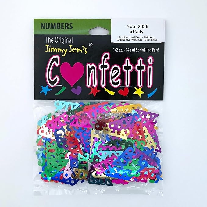 Confetti Year 2026 MultiColors - 3 Half Oz Bags (1.5 oz) #7347 Q03
