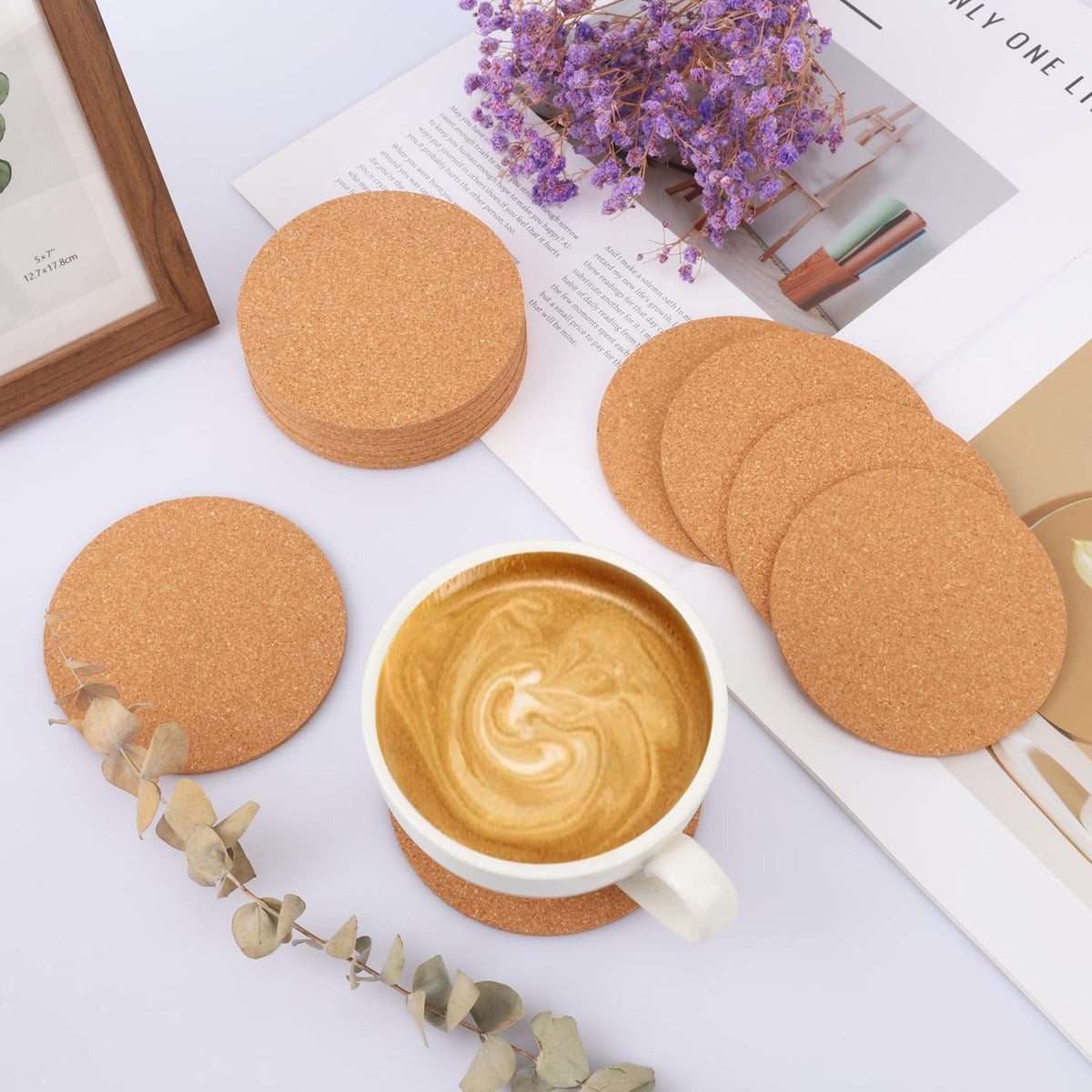 150 Pieces 4 Inch Cork Coasters for Drinks, 100 mm Round Cork Coasters, Non-Slip, Heat-Resistant, Absorbent & Reusable
