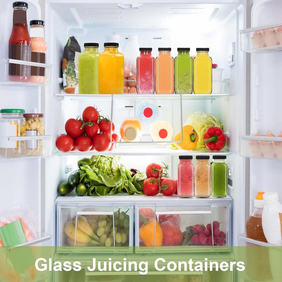 3 pack 8 oz Glass Juice Bottles with Lids, 250 ml Reusable Glass Water Bottles, Empty Drink Containers Drinking Jars with Brush, for Milk, Juicing