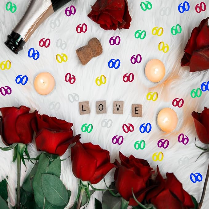 Confetti 60 Confetti 60th Birthday Decoration Scatter Party Glitter Metallic Table Decoration for Anniversary Birthday Retirement event Supplies.(60 Color)