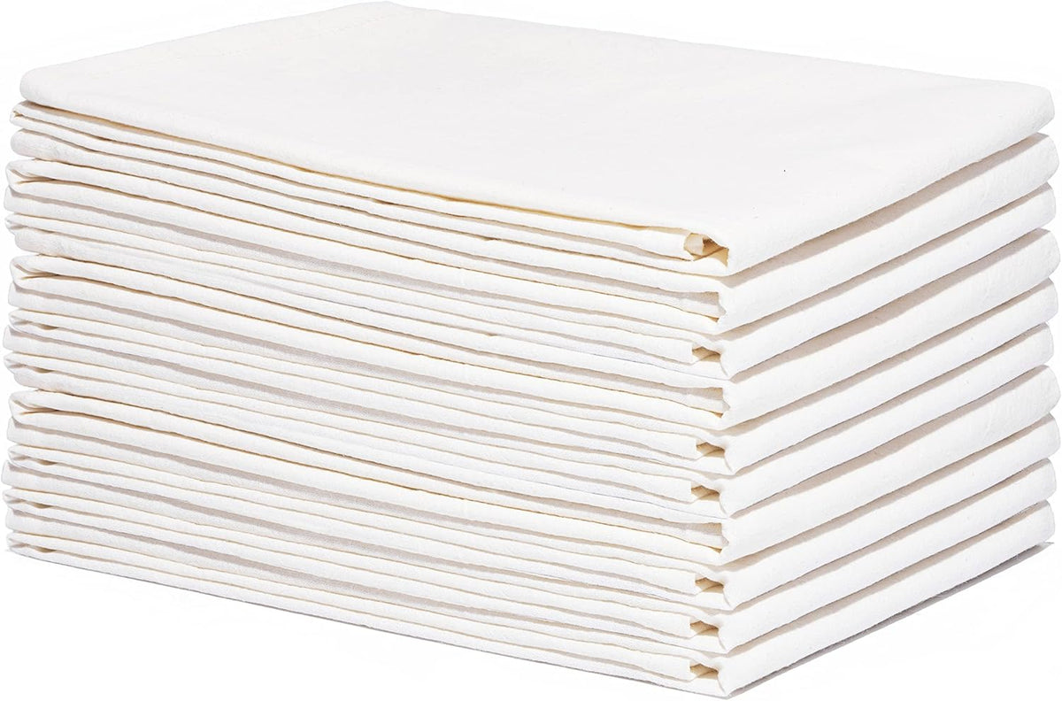 Organic Cotton Flour Sack Kitchen Towels - 10 Pack, Off-White Organic Cotton Tea Towels - Extra Large Flour Sack Cotton Dish Towels- Lint-Free Unbleached Kitchen Towels - 27"x27" (Off-White - 10 Pack)