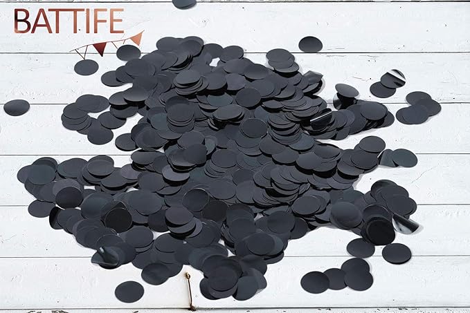BATTIFE Metallic Glitter Foil Confetti Round Table Confetti Dots for Wedding Party Celebration Decorations 1.8oz - 0.6inch (Black)