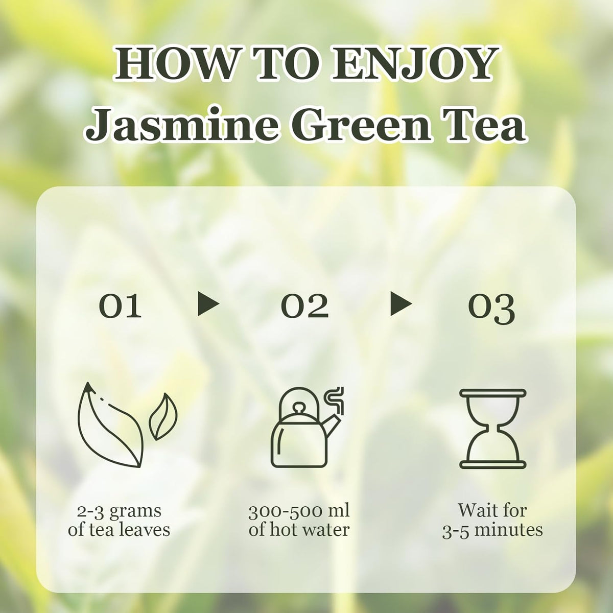 Hanfangling Jasmine Green Tea - Premium Loose Leaf Tea with Natural Jasmine Flowers, 100% Natural, Aromatic & Refreshing, 1.76oz