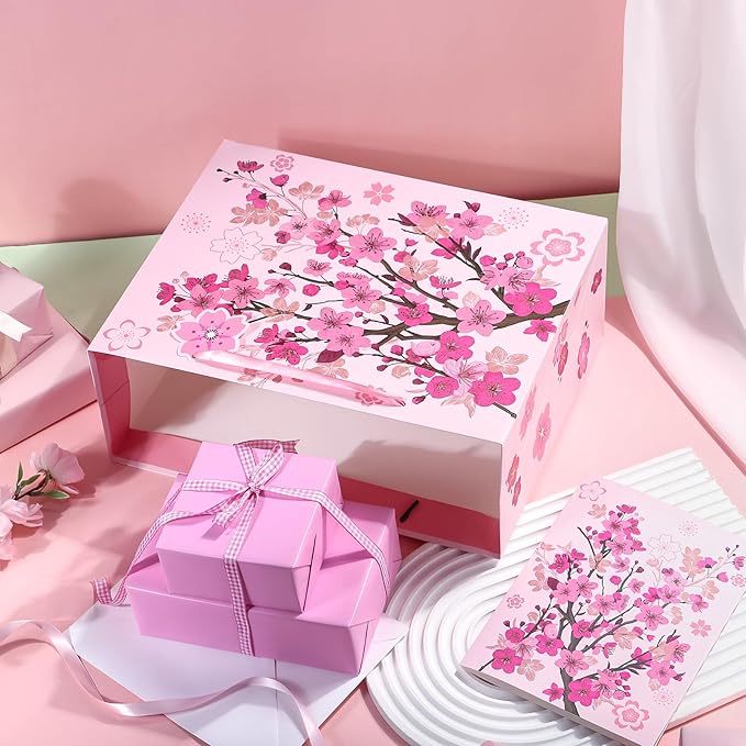 WRAPAHOLIC 13" Large Sakura Gift Bag with Card and Tissue Paper - Cherry Blossom