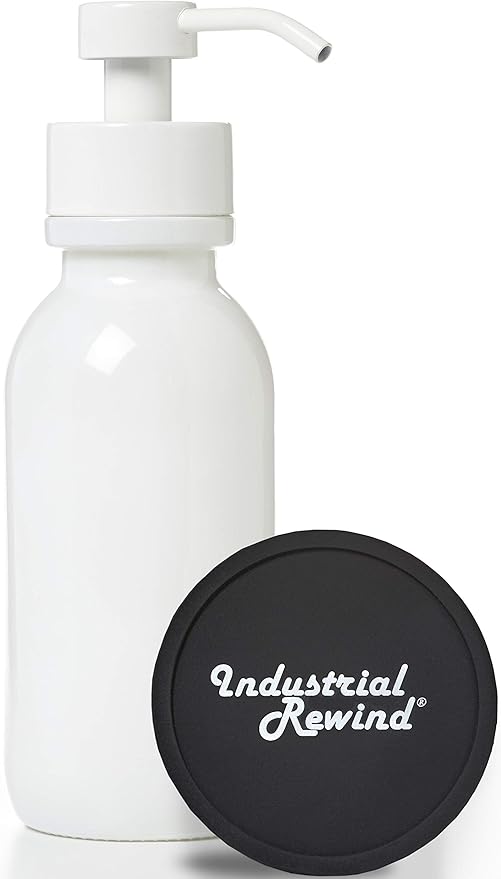 16oz Glass Soap Holder for Foaming Soap, Dispenser for Foaming Bath or Hand Soap by Industrial Rewind® (White/White)