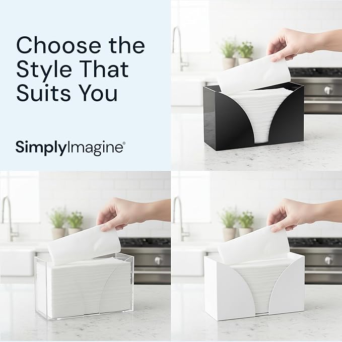 Acrylic Napkin Holder Wall Mount, 2 Pack Black - Multifold Paper Towel Dispenser for Bathroom & Kitchen Accessory - Open Top Guest Hand Towel Tray