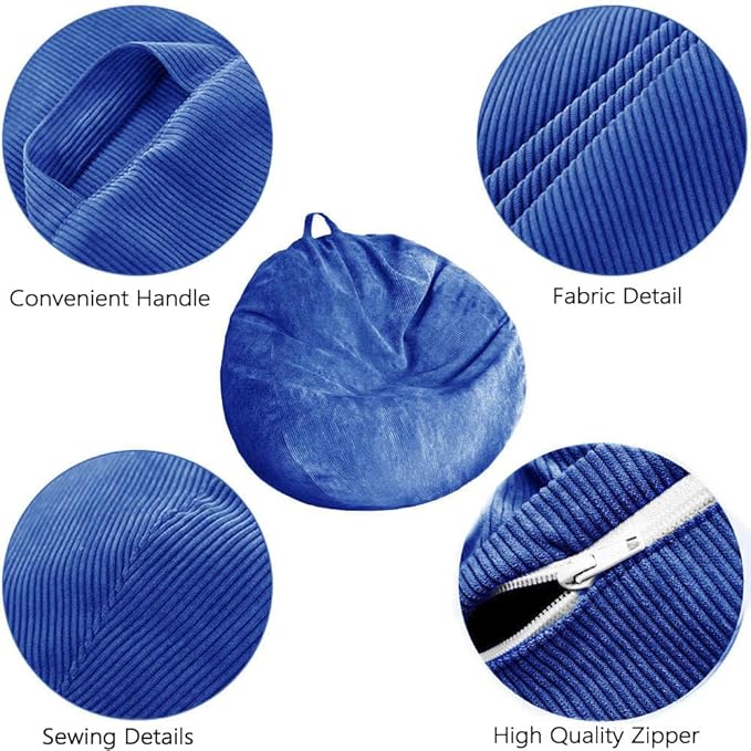 Bean Bag Chair Cover (No Filler) Stuffed Animal Storage Bean Bag Cover Pets Dogs/Cats Lazy Beds. Washable Ultra Soft Corduroy Stuffed for Organizing Plush Toys or Textile, Sack Bean Bag