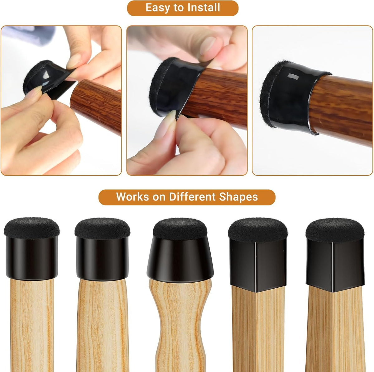Meldel 24 PCS Silicone Chair Leg Floor Protectors Extra Small(0.6"-0.8") Rubber Felt Furniture Pads Chair Legs Caps/Covers for Hardwood Floors, Tile from Scratches & Reduce Noise - Round, Black