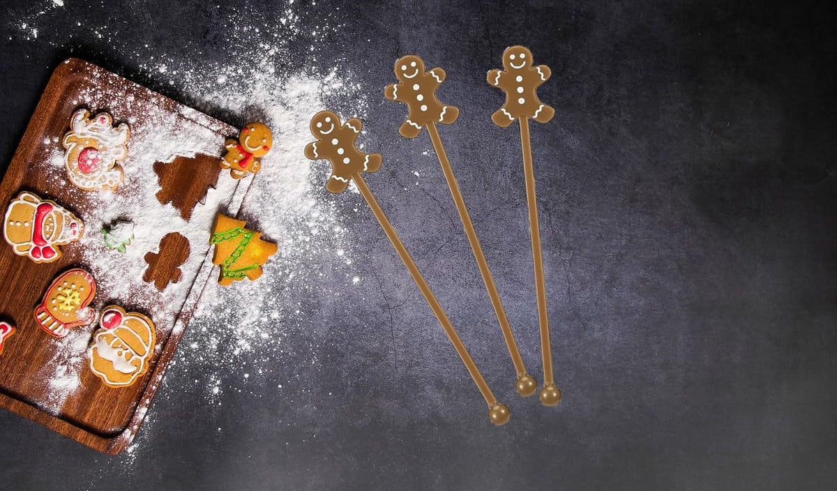 50 Pcs Christmas Drink Stirrers Xmas Coffee Stir Sticks Plastic Swizzle Sticks Cocktail Mixers for Holiday Party Supplies Hot Drinks Cocoa Bar