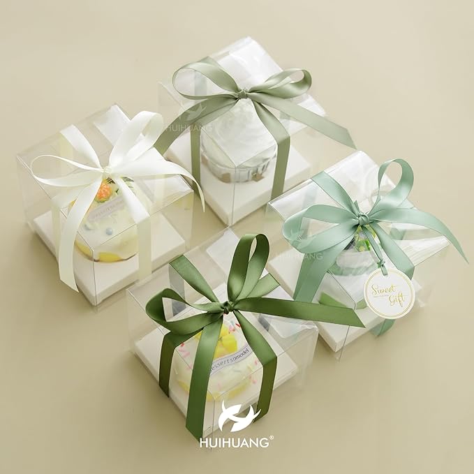 HUIHUANG Sage Green Satin Ribbon 1/2 inch x 4 Rolls Ivory/Sage/Dusty Sage/Moss Green Ribbon for Gift Wrapping DIY Crafts Hair Bows Flower Bouquets Wedding Decor- Total 40 Yards