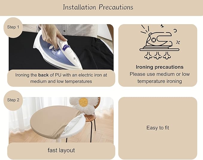 Round Fitted PU Tablecloth with High Elastic Edge 24 Inch Dia Waterproof Oil Proof Table Cloth Anti-Scald Stain-Resistant Wipeable Table Cover for Indoor Outdoor Picnic (Beige,24" Dia)