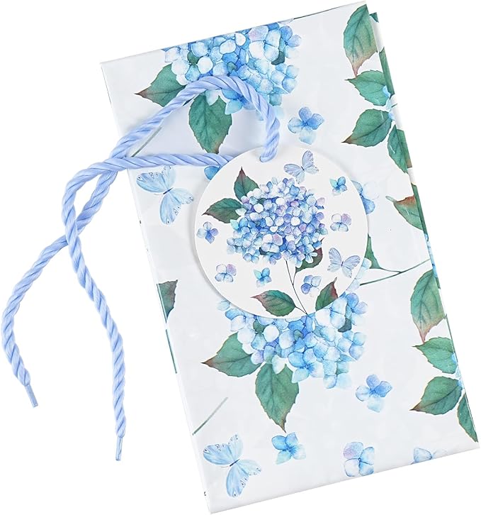 WRAPAHOLIC 56" Large Hydrangea Floral Plastic Gift Bag - Blue Hydrangea Flower Jumbo Bike Bag Gift Wrap for Wedding, Birthday, Bridal Shower, Tea Party - 56" H x 36" W