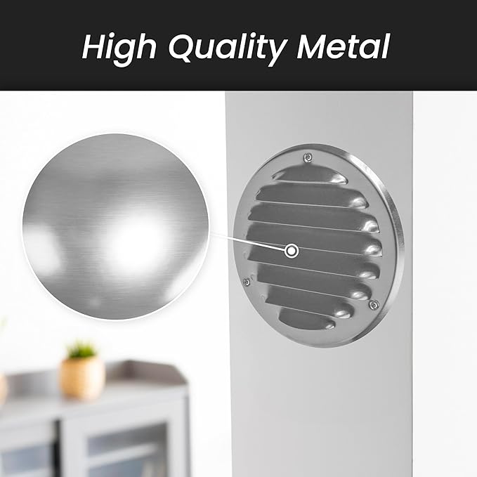 Repa Market 8 Inch (Opening Dimensions) Round Air Vent Cover/White Galvanized Steel Louvered Grill Cover with Mesh Screen/Wall or Ceiling Vent/HVAC Register for DIY Home Improvement