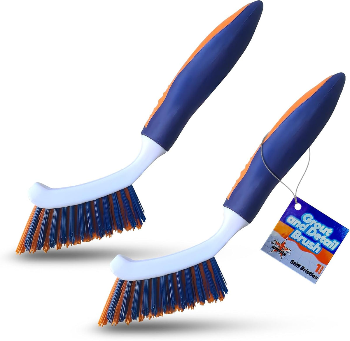 Bring It On Grout Cleaning Brush – Crevice Cleaning Brush with Stiff Nylon Bristles – 8-inch Heavy-Duty Grout and Tile Cleaner Brush