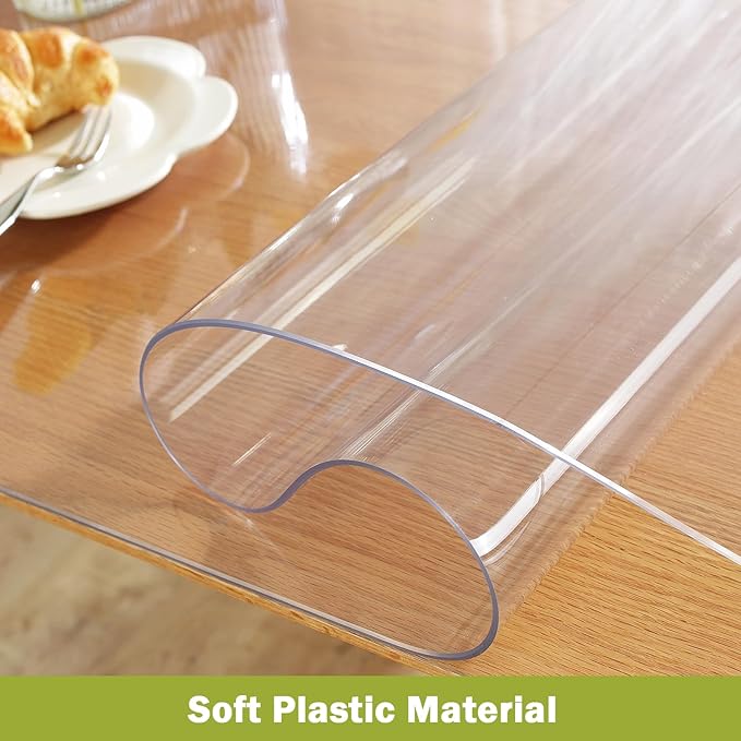 Clear Table Protector 42 x 96 Inch, 1.5mm Thick Plastic Table Cover, Waterproof PVC Clear Table Cover Protector, Desk Protector Mat, Writing Desk Pad for Desktop, Coffee & Dining Room Table