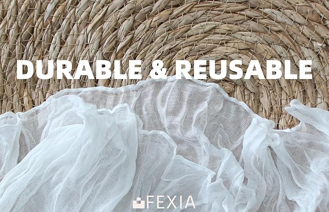 FEXIA 10 Pack Ivory White Gauz Table Runner 35x120 Inches Gauze Table Runner for Bridal Shower Wedding Party First Communion Centerpiece Engagement Boho Table Decoration (Ivory White)