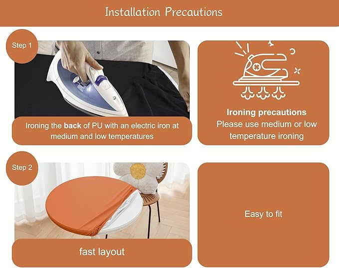 Fall Round Fitted PU Tablecloth with High Elastic Edge 24 Inch Dia Waterproof Oil Proof Table Cloth Anti-Scald Stain-Resistant Wipeable Table Cover for Indoor Outdoor Picnic (Orange,24" Dia)