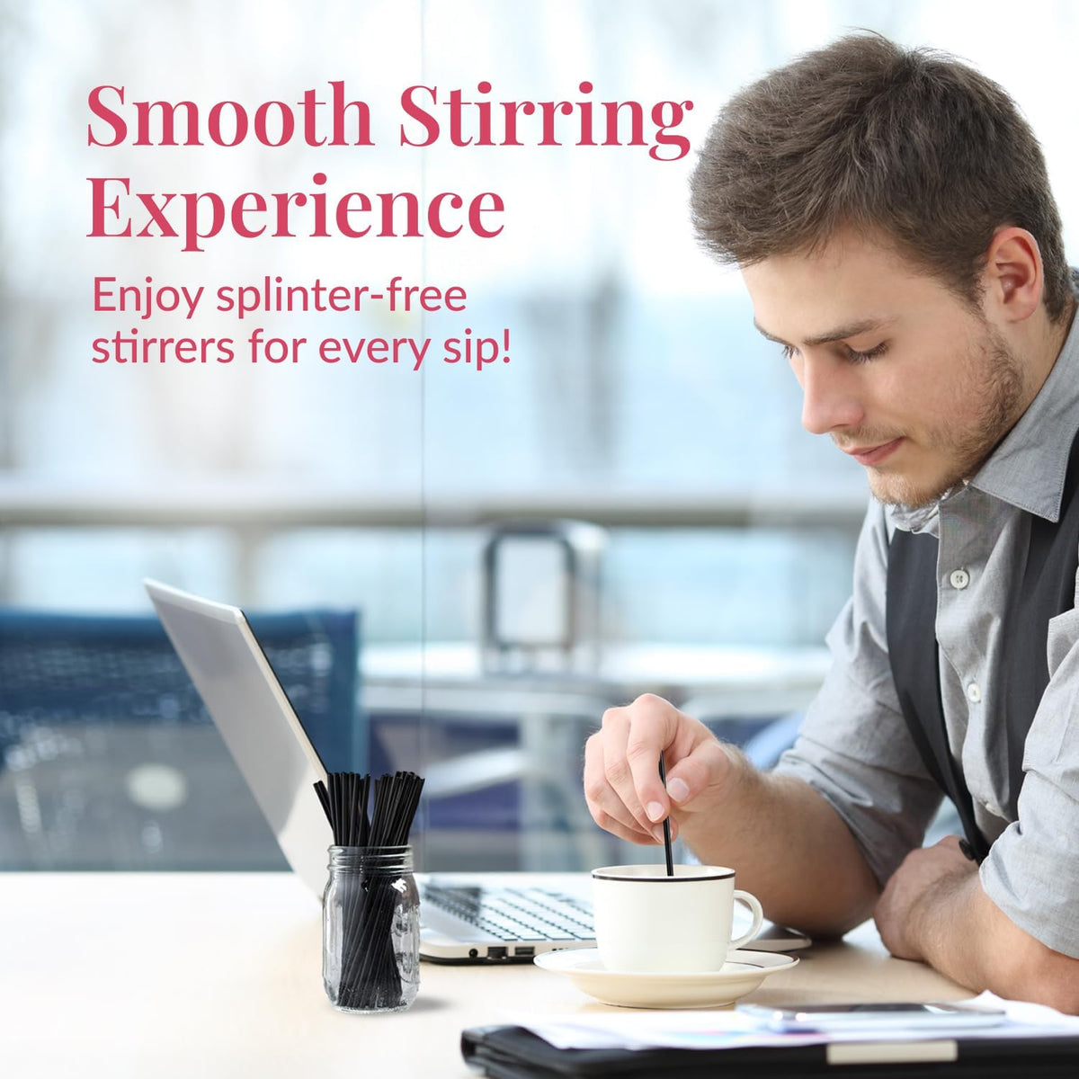 Prestee Plastic Coffee Stirrers, 2000ct, 5" - Plastic Straws, Drinks and Coffee Stir Sticks, Cocktail Swizzle Sticks, Disposable Stir Stick, Drinking Straws for Cocktails (Black)