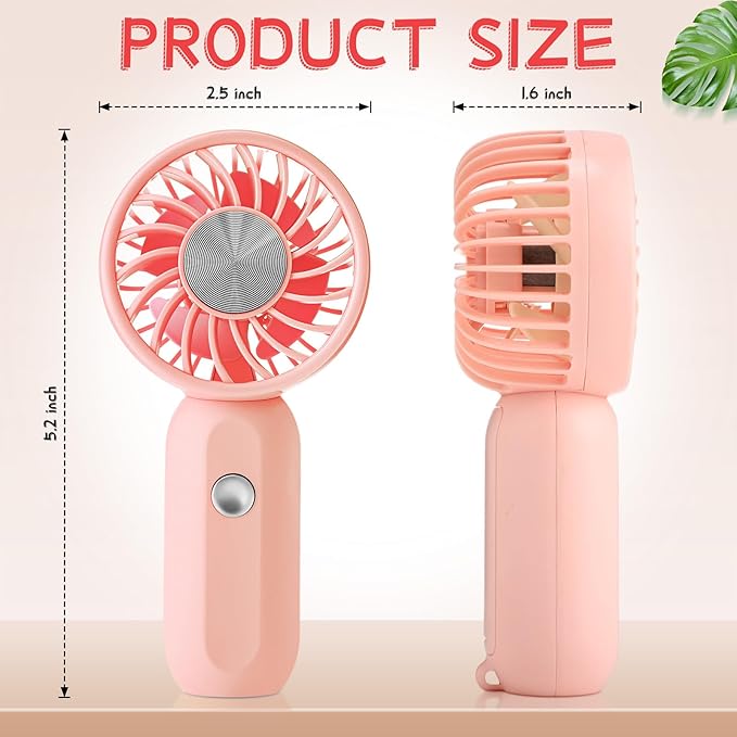 Rossesay 12 Pack Mini Portable Handheld Fan Bulk for Travel 3 Speeds, Rechargeable USB Battery Operated, Small Personal Eyelash Fans for Women Outdoor(Pink,Cute Style)
