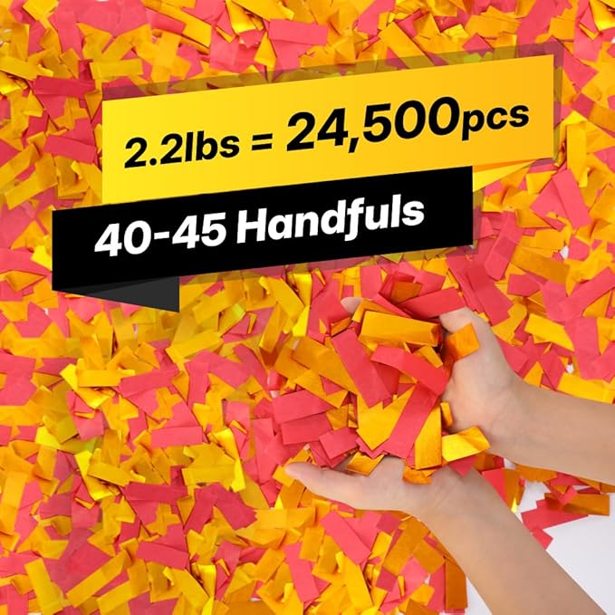Red & Gold Bulk Confetti Paper 2.2lbs / 1kg – Biodegradable Tissue Paper Confetti, Non-Staining, Fire-Resistant | Parties, Events, Graduation, Confetti Launcher Machine Refill