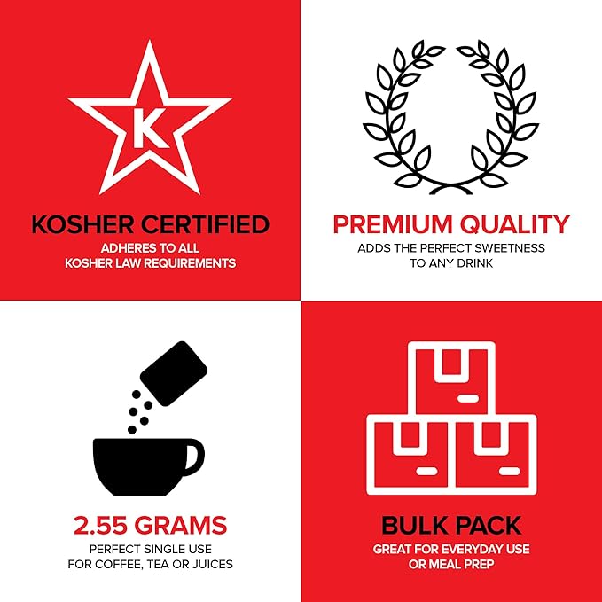 Bulk Sugar Packets, 500 Count - Individual Servings of Turbinado Sugar Packets for Coffee & Tea