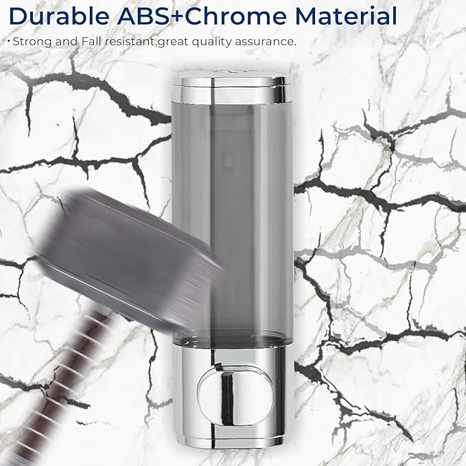 Wall Mounted Shampoo Dispenser for Shower - 1 Chamber No Drill Conditioner and Body Wash Dispenser for Bathroom, Large Capacity, Chrome
