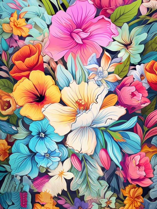 Large Floral Outdoor Rug for Patio Balcony Deck Camping Poolside Garden Machine Washable Waterproof Porch Backyard Outside Carpet 8x10 Orange Blue Pink Flower Mat Easy Clean