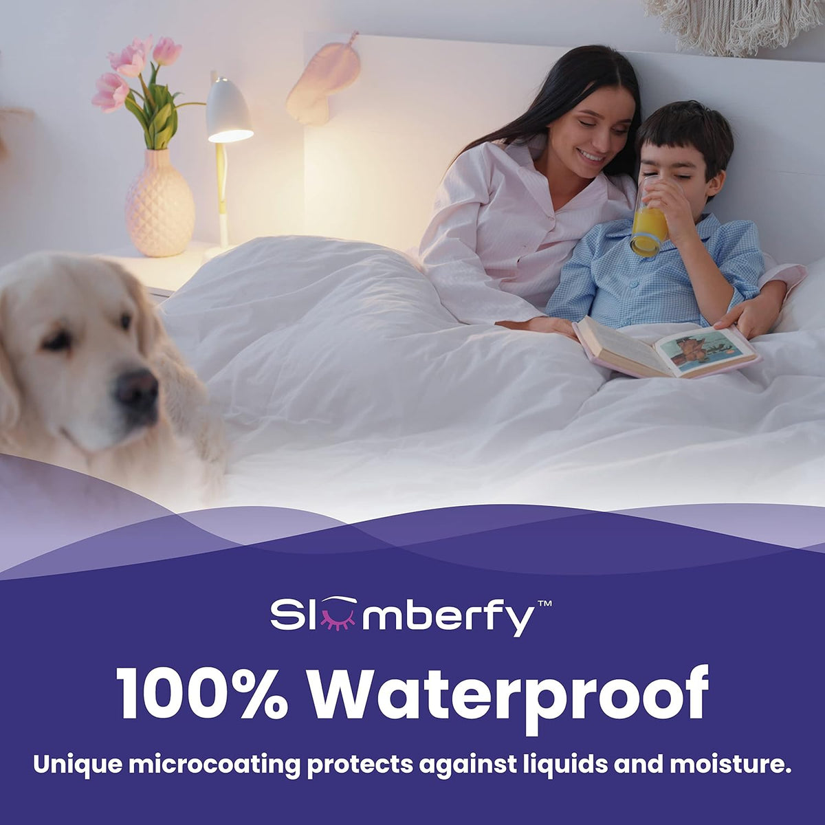 Twin Size Waterproof Cooling Mattress Protector by Slumberfy - Premium Skin-Safe Cover, Natural Fabric with ArcticTex Technology, Noiseless Quilted Cover – 39x75 in.
