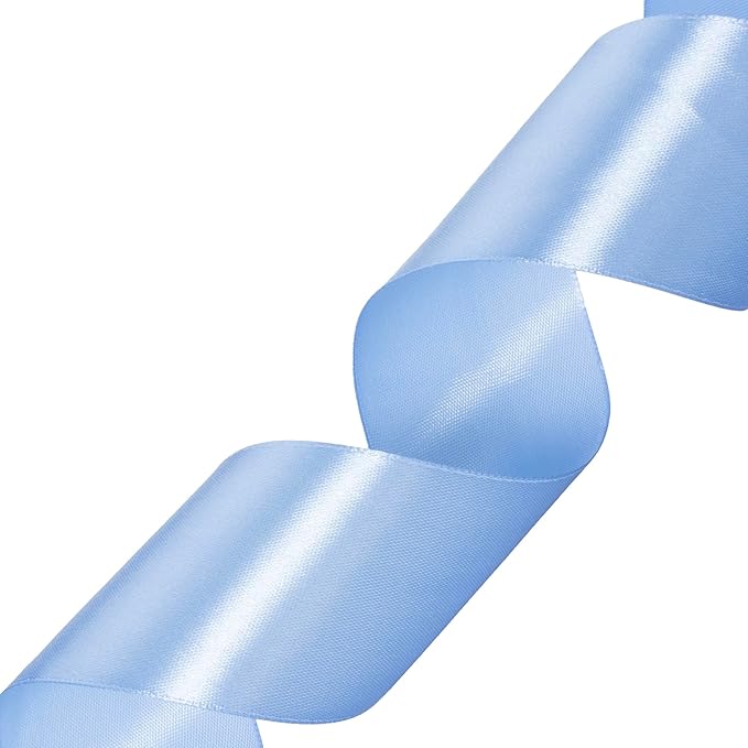 YASEO 2 Inch Sky Blue Solid Satin Ribbon, 50 Yards Craft Fabric Ribbon for Gift Wrapping Floral Bouquets Wedding Party Decoration
