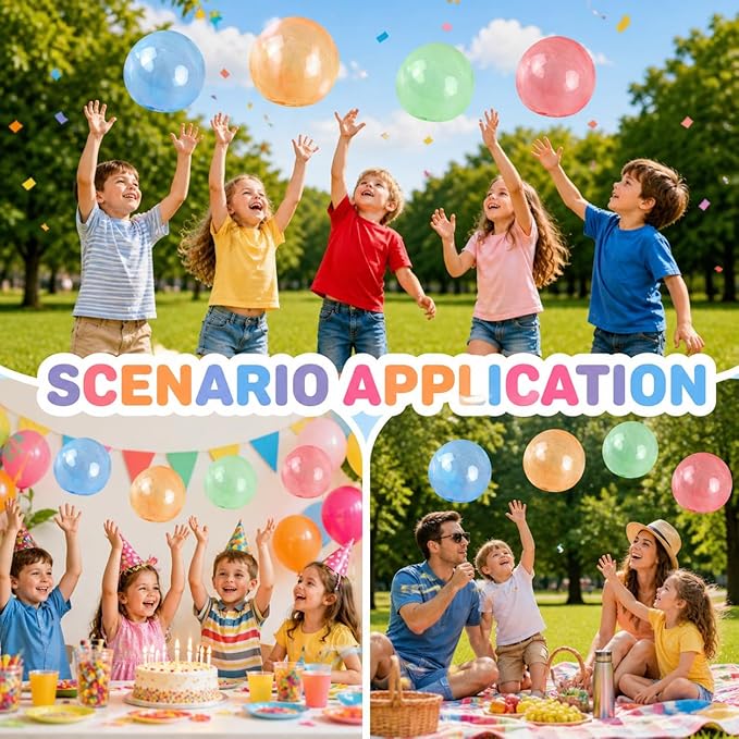 40 PCS Blow Plastic Bubbles Toy Kit, Large Bubble Balloons for Kids, DIY Blow Bubble Balloons with Straws, Colorful Plastic Bubble Toy, Party Favors, Classroom Rewards, Birthday Gift