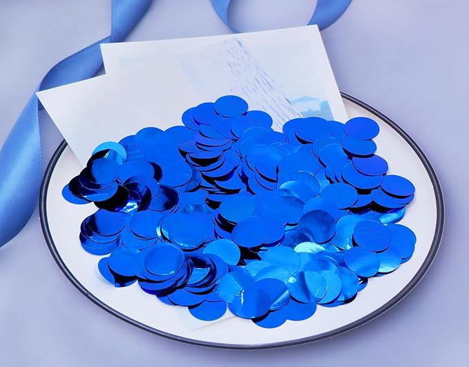 ONLYKXY 15gram Glitter Table Confetti Decor Scatter Bless Confetti Grad Party Decor for Congrats College Graduation Birthday Wedding Party Chocolate Favor Envelope Decal (Blue Round)