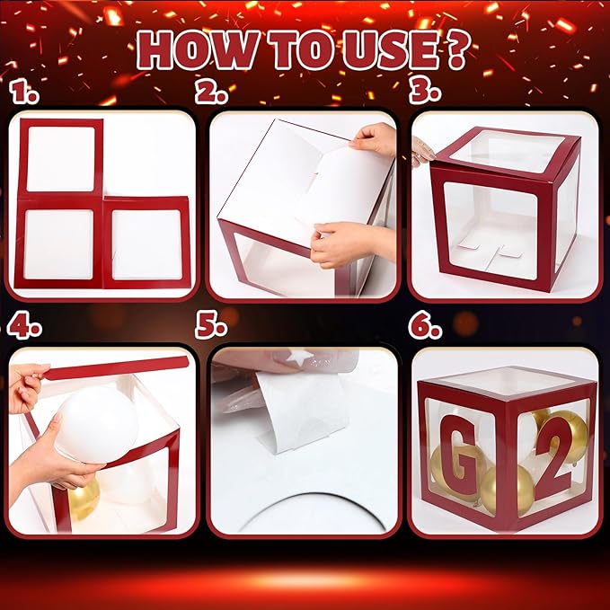 2026 Graduation Decorations - 4Pcs Maroon Balloon Boxes with Letters 2026&Grad for Preschool Kindergarten Middle High School College Graduation Party Decorations Class of 2026