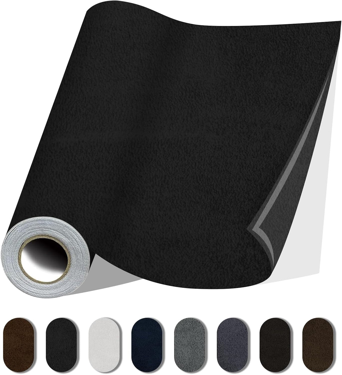 Fabric Repair Patches, Self-Adhesive Suede Patches Tape Durable, DIY Large Fabric Repair for Sofa, Couches, Furniture, Chair, Clothing （3.5X79 Inch, Black）