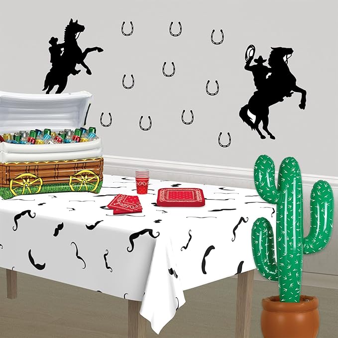 Beistle Pack of 2 Inflatable Cactus Decorations in Green/White/Brown, Wild West Party Decorations, Mexican Cinco de Mayo Party Accessories, 35"