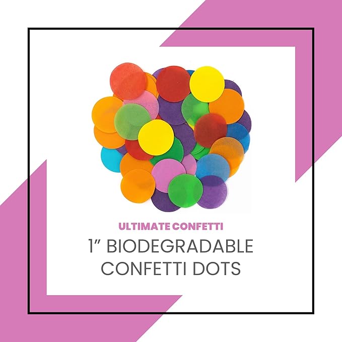 Ultimate Confetti, Multicolor Biodegradable Confetti Circles 2"- Flame-Resistant and Slow-Falling Round Tissue Paper Confetti for Cannon and Launcher use – Best for Celebrations - 1 lb, 16 oz