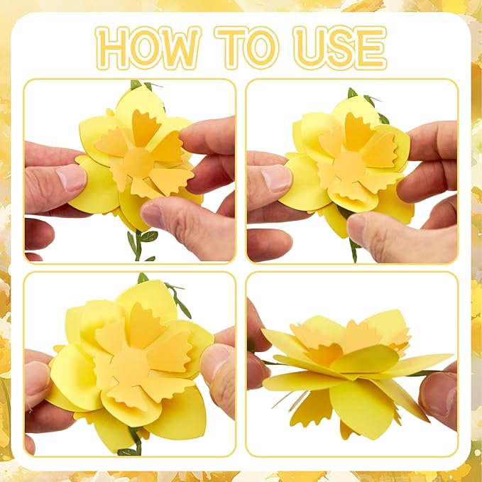 Wildflower Party Decorations 3D Narcissus Flower Garland (2PCS) Yellow Flower Garland Daffodil Decor for Wedding Graduations Easter Baby Shower Party Arch Garden Background