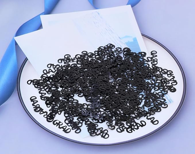 ONLYKXY 15gram Glitter Table Confetti Decor Scatter Bless Confetti Grad Party Decor for Congrats College Graduation Birthday Wedding Party Chocolate Favor Envelope Decal (Black GRAD)