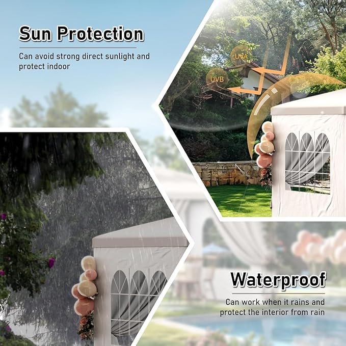 10x30 FT Heavy Duty Party Tent, Outdoor Wedding Canopy Tents with Removable Sidewalls, for Parties, Canopy Event Tent Waterproof Gazebo Shelter for Birthday Parties, Weddings, BBQs & Events (8 Sides)