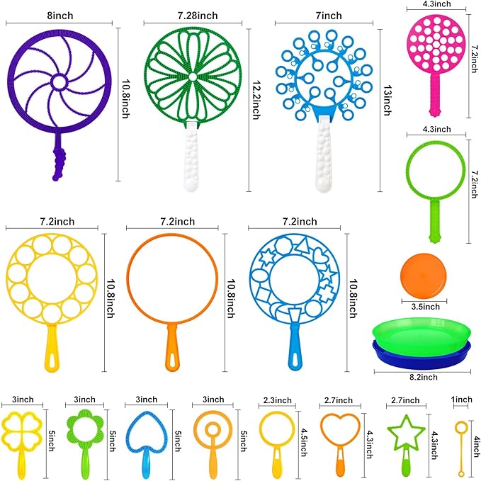 Roberly 19 PCS Big Bubble Wands Set with Tray, Giant Bubbles Wands Toys for Kids Adults Summer Outdoor Activities Birthday Gifts Party Favors