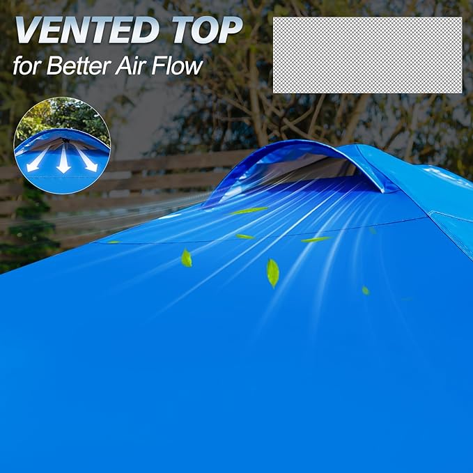 WEIZE 10x10 Pop Up Canopy Tent, 1-Button Push Setup Canopy Tent, Adjustable Height Instant Portable Shelter, Portable Roller Bag, Easy Outdoor Sun Shade for Events, 4 Weight Bags, Blue