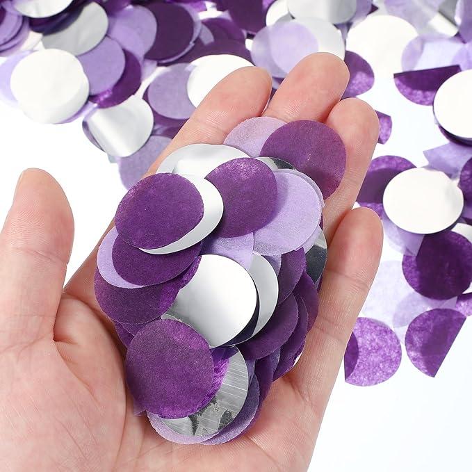 PATIKIL Round Tissue Paper Confetti 1 Inch, Table Confetti Circle Dots for Wedding Birthday Party Balloon Decorations(1.76 oz),Purple/White