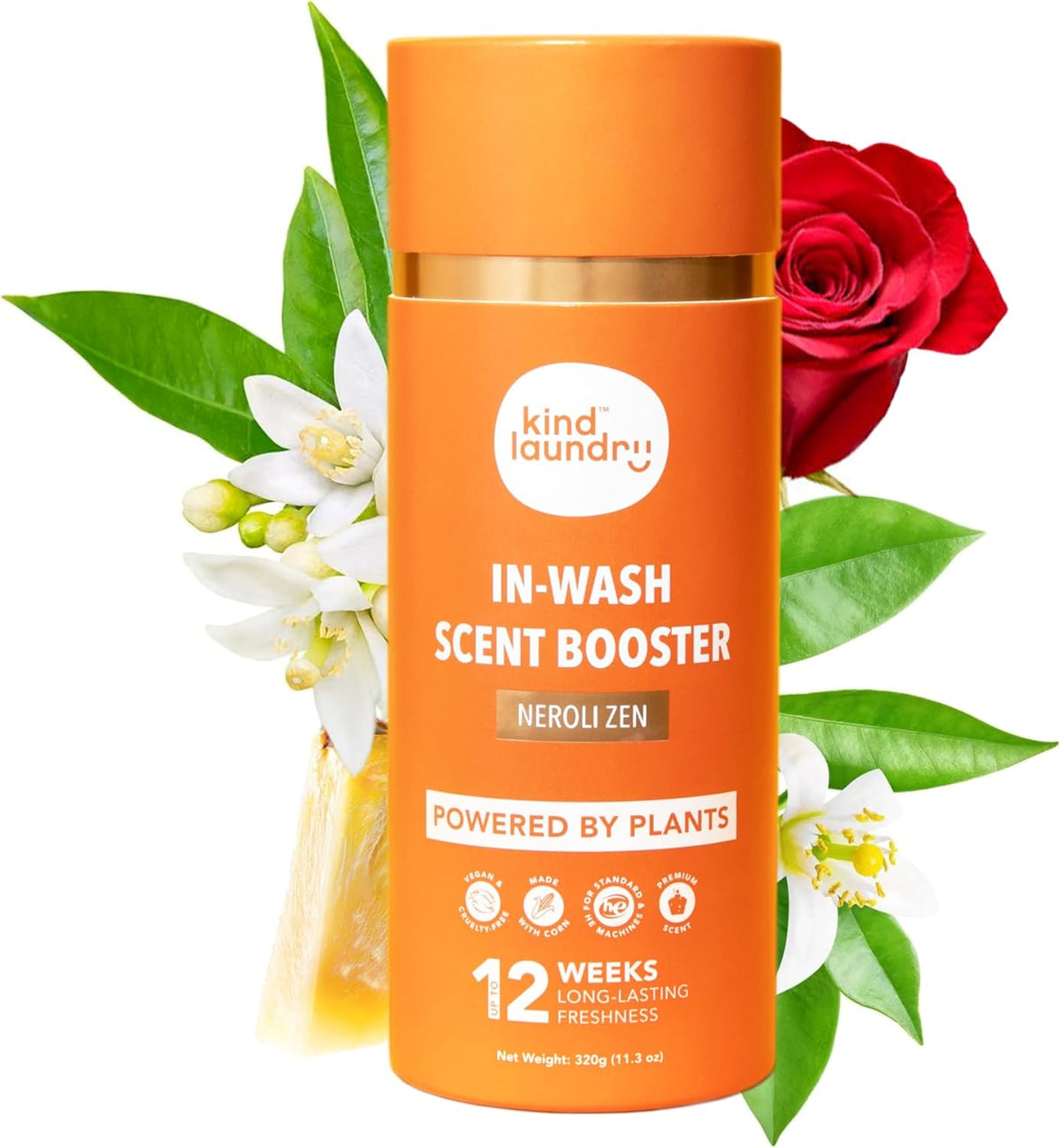 Kind Laundry In Wash Scent Booster Beads - Neroli Zen - 100% Plant Based - Natural Laundry Booster Beads & Smell Deodorizer - Environment Friendly Odor Eliminator for Clothes (320 grams)