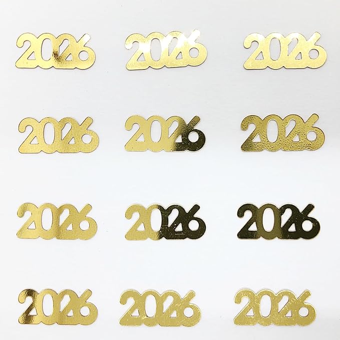 Confetti Year 2026 Gold - 4 Half Oz Bags (2 oz) #7342 Q02