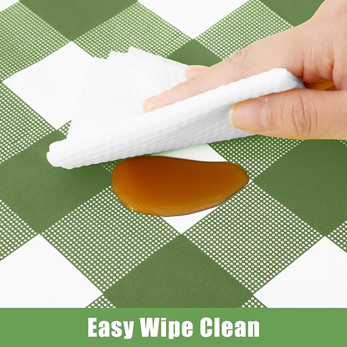 Smiry 3 Pack Sage Green Gingham Disposable Tablecloths - 54" x 108" Heavy Duty Plastic Table Cloth, Waterproof Buffalo Plaid Table Covers for Picnic, Banquets, Outdoor, Easter