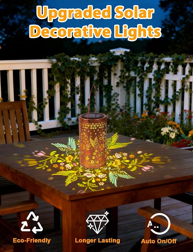 Colorful Hummingbird Solar Lanterns Outdoor Waterproof, Birthday Gifts for Women Mom Grandma, Hanging Hummingbird Solar Lights, Metal Lanterns Decorative Outdoor for Yard, Patio, Porch, Garden