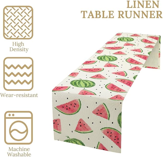 Watermelon Table Runner, Spring Summer Watermelon Theme Table Runner for Party Decoration Dining Room Holiday Home Kitchen 13x36in